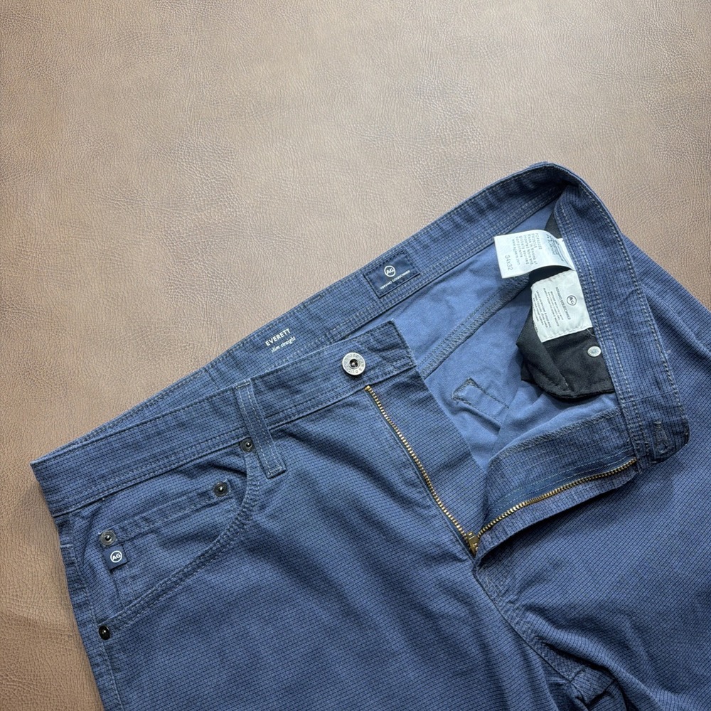 AG Adriano Goldschmied Everett Slim Straight Blue Pattern Chino Pants Mens 34x32
